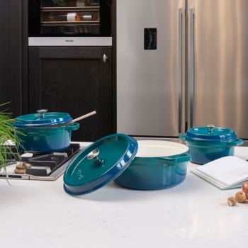 Кокот с крышкой Ø20см 2л сине-зеленый