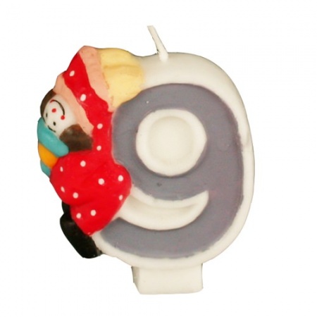 Свеча цифра "9" КЛОУН