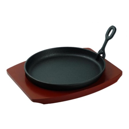 Сковородка чугунная Ø22cм на деревянной подставке — P.L. Proff Cuisine