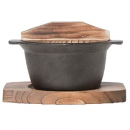 Кастрюля Ø11.8см с деревянной крышкой и подставкой