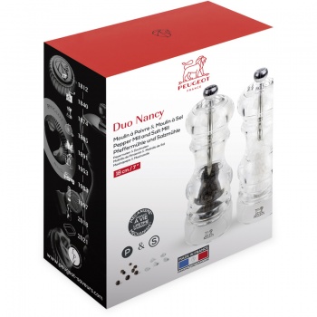 Набор мельниц для соли и перца NANCY Transparent 18см