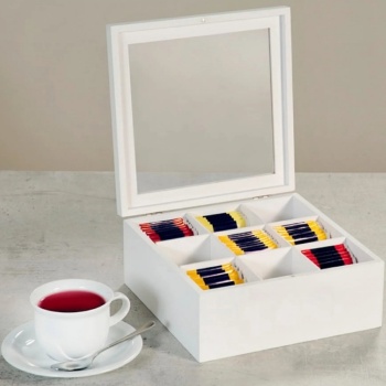 Коробка для чая 22x22x9см белая Kesper