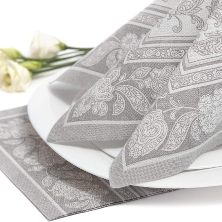 Салфетка 40x40см ROYAL Collection Ornaments серая, 20шт