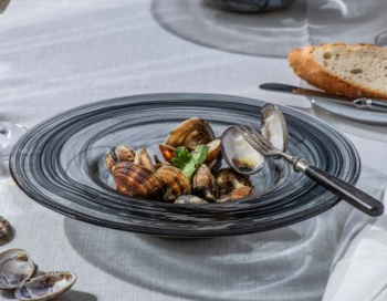 Блюдо для пасты Ø25x(h)4.5см Gusto стеклянное черный дым