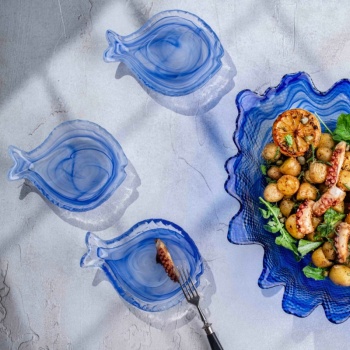 Блюдо стеклянное, соусник 16x11.5x(h)3см Aquarium синий