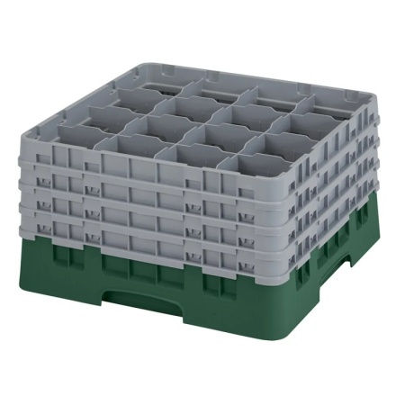 Кассета Camrack на 16 ячеек для мойки и хранения бокалов Ø11.11x23.8см Cambro зеленый