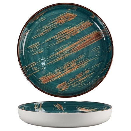 Тарелка с бортом Ø22.6см TEXTURE Dark Green Lines