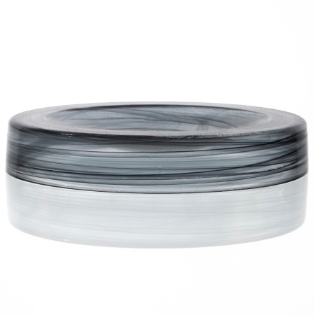 Блюдо-подиум стеклянный Ø30x(h)4см Hollow черный дым