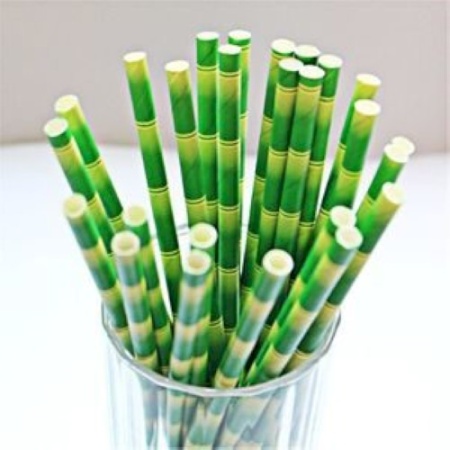 Трубочки бумажные GVS-16-BAR "Бамбук" 140мм, цвет желтый, зеленый, 250шт