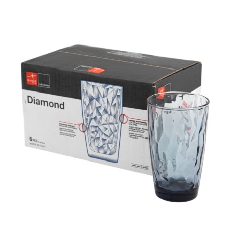 Набор стаканов 470мл DIAMOND синий, 6шт