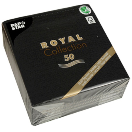 Салфетка 1/4 33x33см ROYAL Collection черная, 50шт