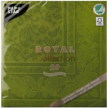 Салфетка 40x40см ROYAL Collection Ornaments оливковая, 20шт