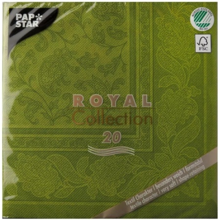 Салфетка 40x40см ROYAL Collection Ornaments оливковая, 20шт
