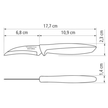 Нож для овощей и фруктов 6.8см PLENUS с изогнутым лезвием