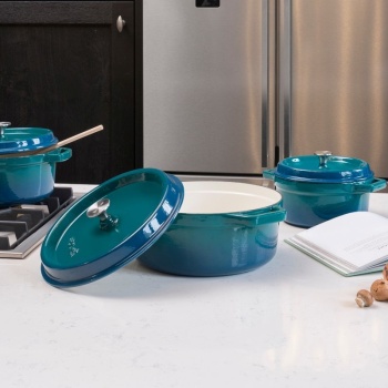 Кокот с крышкой Ø24см 3.5л сине-зеленый