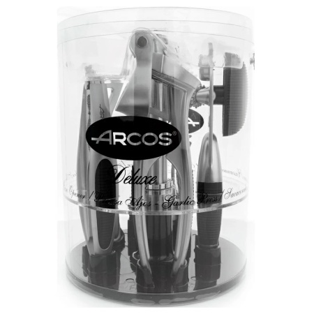 Набор кухонных инструментов GADGETS, 5 предметов на подставке - штопор, пресс для чеснока, орехокол, консервный нож, овощечистка