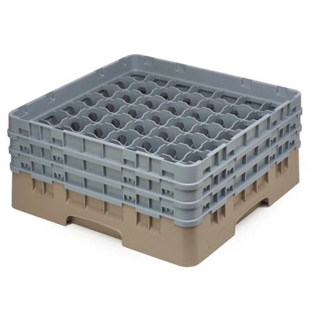 Кассета Camrack на 49 ячеек для мойки и хранения бокалов Ø6.2x17.4см Cambro бежевый
