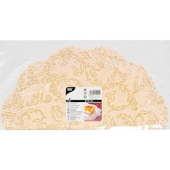 Салфетка кружевная Ø36см золото, 4шт