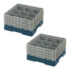 Кассета Camrack на 9 ячеек для мойки и хранения бокалов Ø14.9x21.5см Cambro сине-зеленый, 2шт