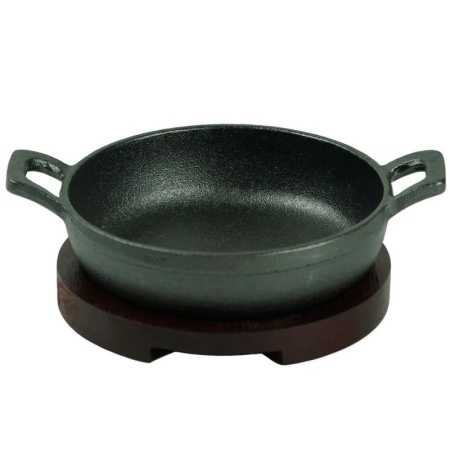 Сковорода чугунная Ø12cм на деревянной подставке для подачи - P.L. ProffCuisine