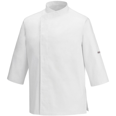 Китель поварской с кнопками - модель 3/4 Sleeves - цвет белый - 100% хлопок - 190 г/м2