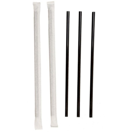 Трубочки бумажные GVS-22-КWR "черный" цвет сплошной черный в индивидуальной упаковке крафт, 150 шт