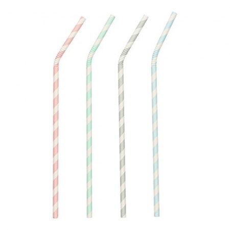 Соломка для питья гибкая бумажная 22см Ø6мм Stripes, 100шт