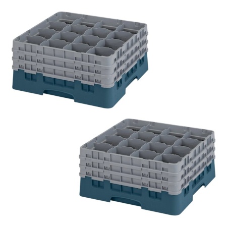 Кассета Camrack на 16 ячеек для мойки и хранения бокалов Ø11.11x19.6см Cambro сине-зеленый, 2шт