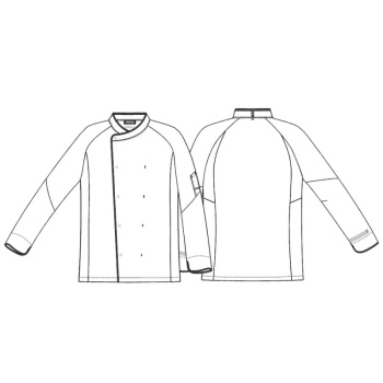 Китель повара/официанта - модель 23503 - цвет белый с черным кантом - 50% хлопок, 50% полиэстер - 210 г/м2