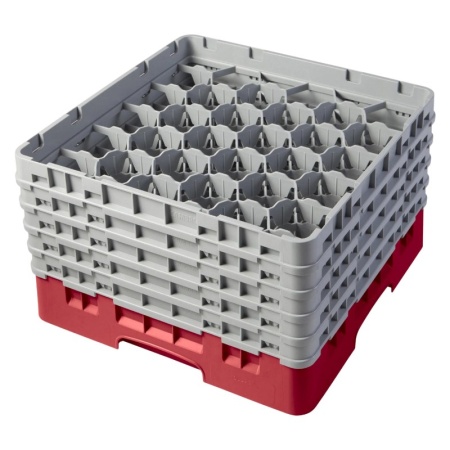 Кассета Camrack на 30 ячеек для мойки и хранения бокалов Ø7.94x25.7см Cambro красный