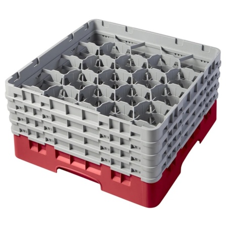 Кассета Camrack на 20 ячеек для мойки и хранения бокалов Ø9.84x21.5см Cambro красный