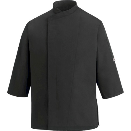 Китель поварской с кнопками Egochef 3/4 Sleeves черный - 65% полиэстер, 35% хлопок