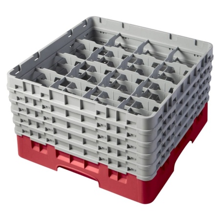 Кассета Camrack на 16 ячеек для мойки и хранения бокалов Ø11.11x25.7см Cambro красный