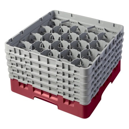 Кассета Camrack на 20 ячеек для мойки и хранения бокалов Ø9.84x25.7см Cambro бордовый