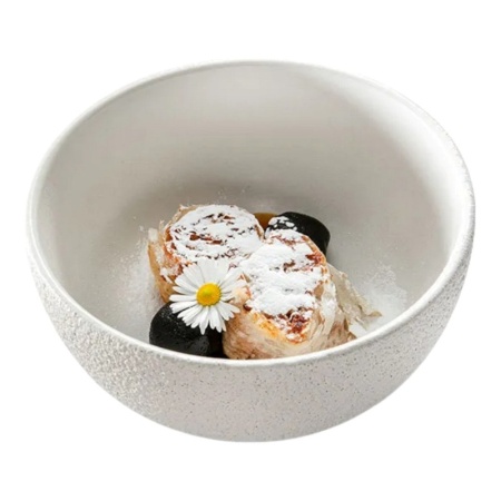 Блюдо для подачи с крышкой Ø15.8см Vulcanic белое - Raw by Kevala