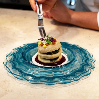 Блюдо стеклянное Ø27x(h)2см Osho бирюзовый дым