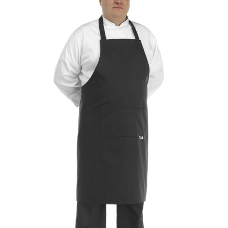 Фартук с нагрудником и карманом - Big (5XL-6XL-7XL) - черный - 65% полиэстер, 35% хлопок