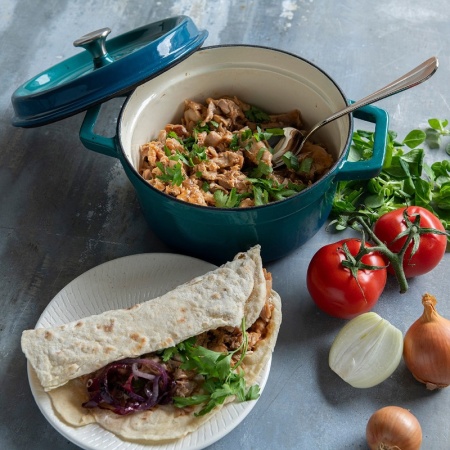 Кокот с крышкой Ø20см 2л сине-зеленый