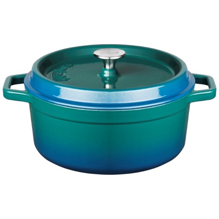 Кокот с крышкой Ø20см 2л сине-зеленый