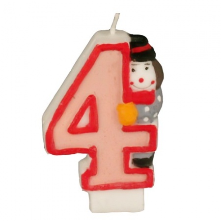 Свеча цифра "4" КЛОУН
