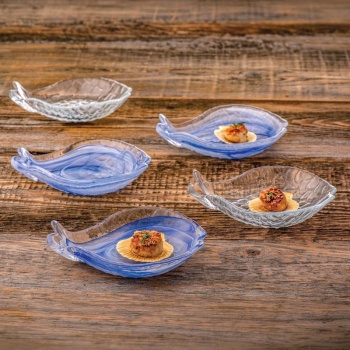 Блюдо стеклянное, соусник 16x11.5x(h)3см Aquarium синий