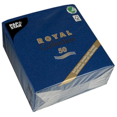 Салфетка 1/4 33x33см ROYAL Collection темно-синяя, 50шт