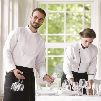 Китель повара/официанта - модель 23591 - цвет белый - 50% хлопок, 50% полиэстер - 210 г/м2