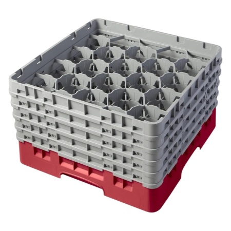 Кассета Camrack на 20 ячеек для мойки и хранения бокалов Ø9.84x25.7см Cambro красный