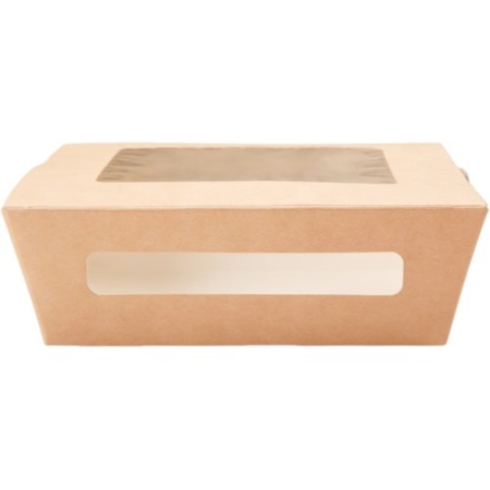 Ланч бокс с крышкой 2 окна 1л DUOBOX1000 170/190*130/150*50мм, крафт картон, 50шт