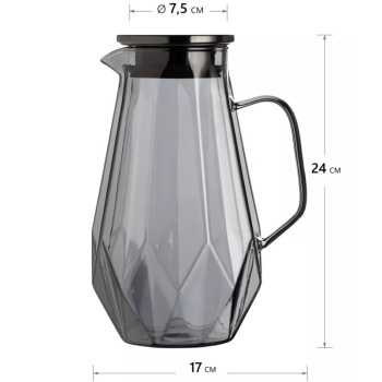 Кувшин 1700мл с метал.крышкой Консул грани/графит