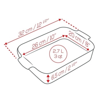 Емкость прямоугольная для запекания APPOLIA 32x20см 2.7л RED