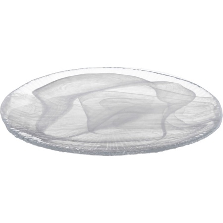 Блюдо овальное стеклянное 38x25x(h)3см Focus белый дым