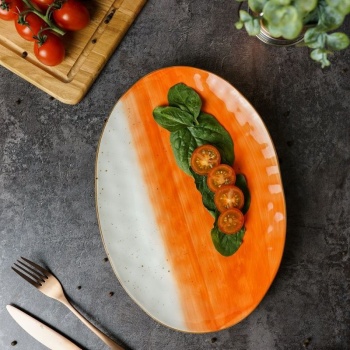 Блюдо овальное 30.5x21.5см THE SUN оранжевый цвет