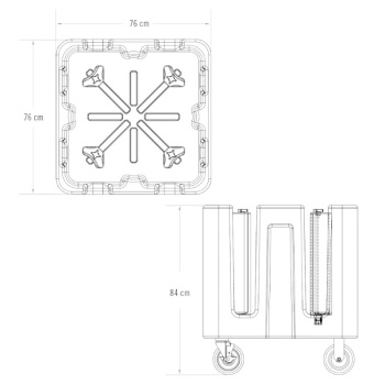 Тележка для тарелок с чехлом Cambro 76x76x84см 4 стойки